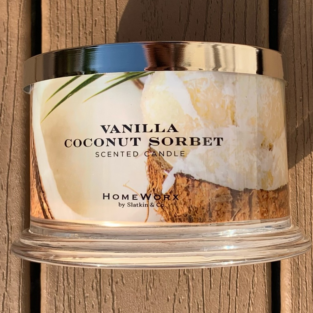 🆕HARRY SLATKIN HOMEWORX “VANILLA COCONUT SORBET” 18oz 4-WICK CANDLE NWTS!